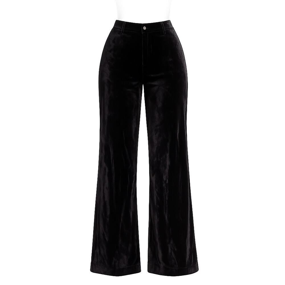 Calvin Klein Black Velvet High Rise Wide Leg Pants - Size Small